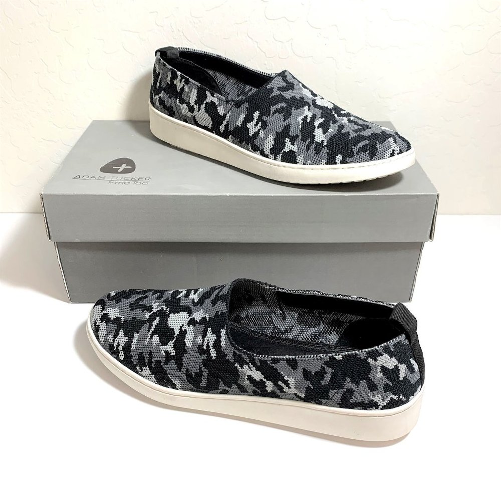 Me Too Nordstrom Reese Camo Sneakers Slip On Flats Black & Gray Size 7 NEW